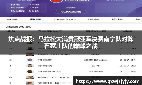 焦点战报：马拉松大满贯冠亚军决赛南宁队对阵石家庄队的巅峰之战